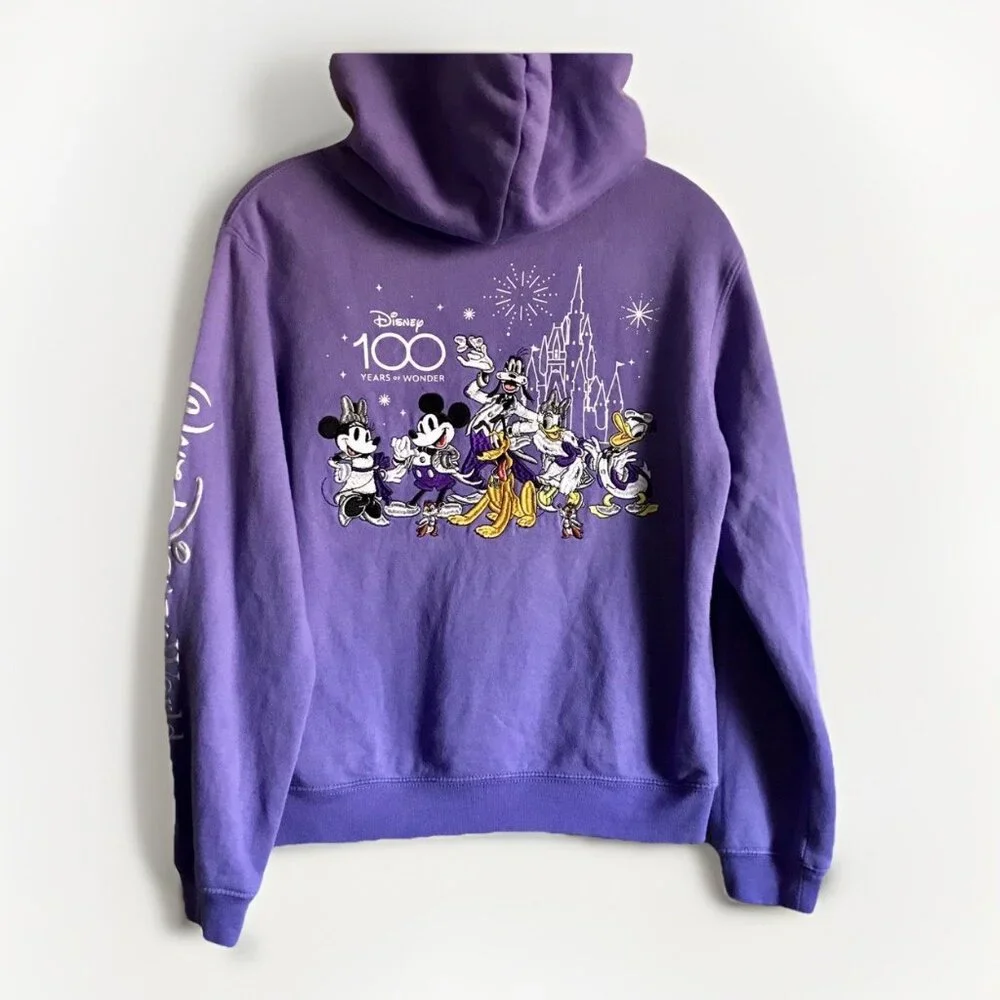 Walt Disney World 100years Mickey‎ and Friends Embroidered Hoodie Youth Size 13